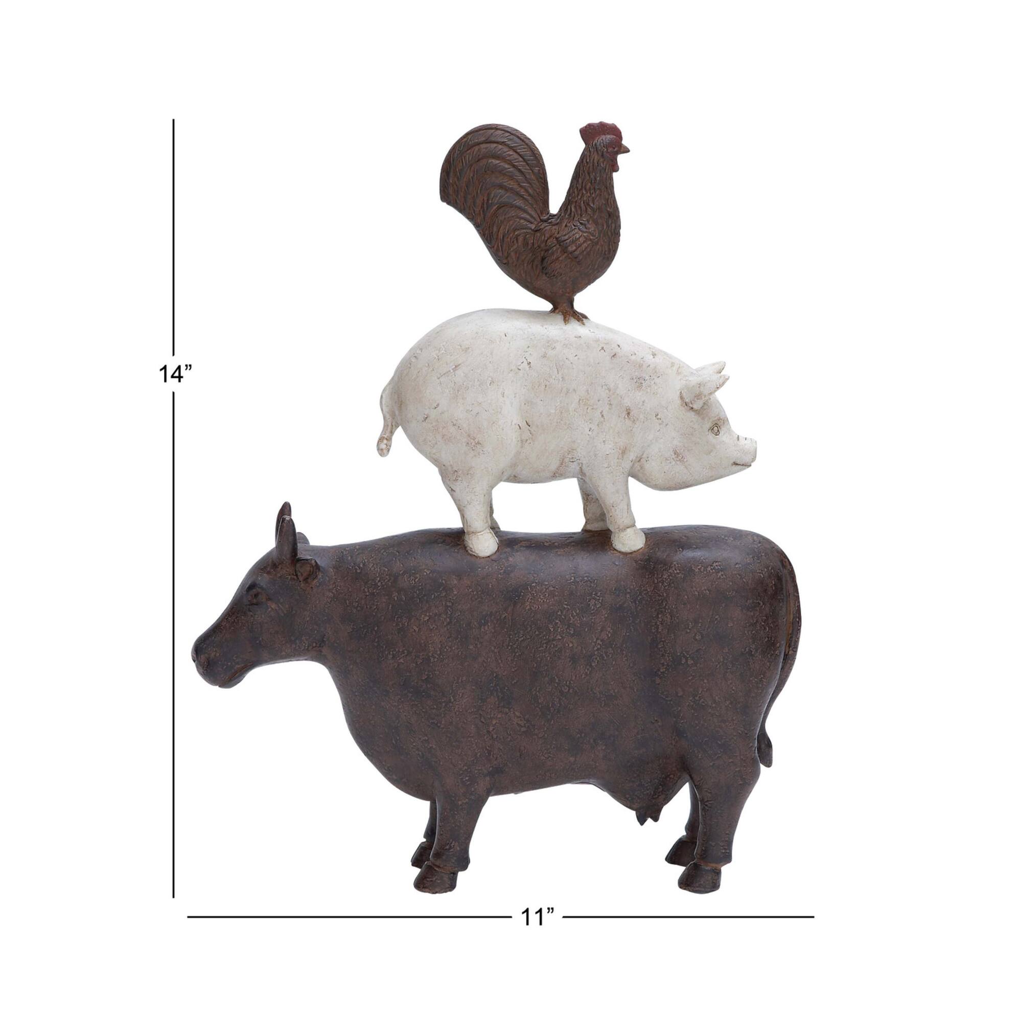 14" Brown Farmhouse Animal Sculpture